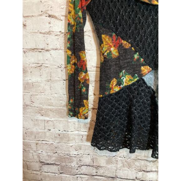 This & That Top Womens Small Artsy Art To Wear Mixed Textures Sequin Crochet - Picture 4 of 14